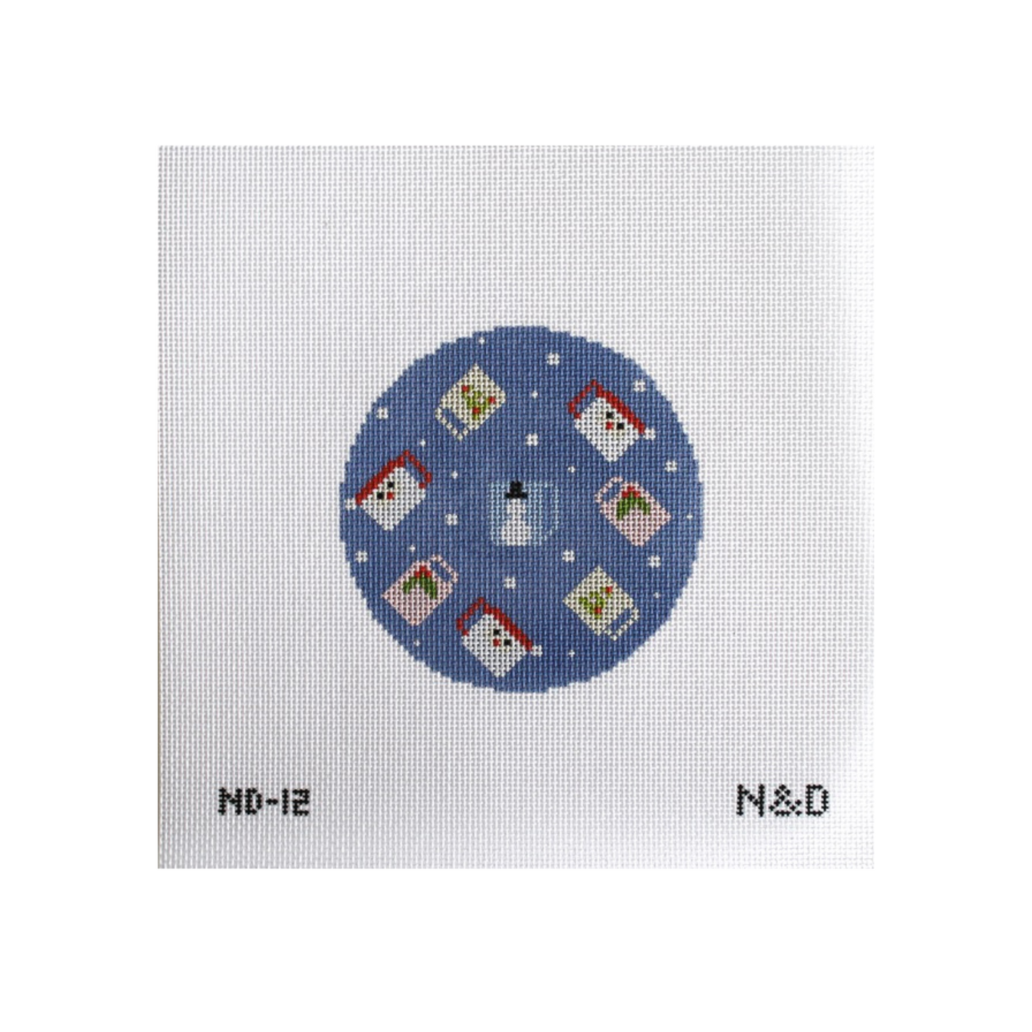 Colorful Christmas Mugs Round Ornament Needlepoint Canvas