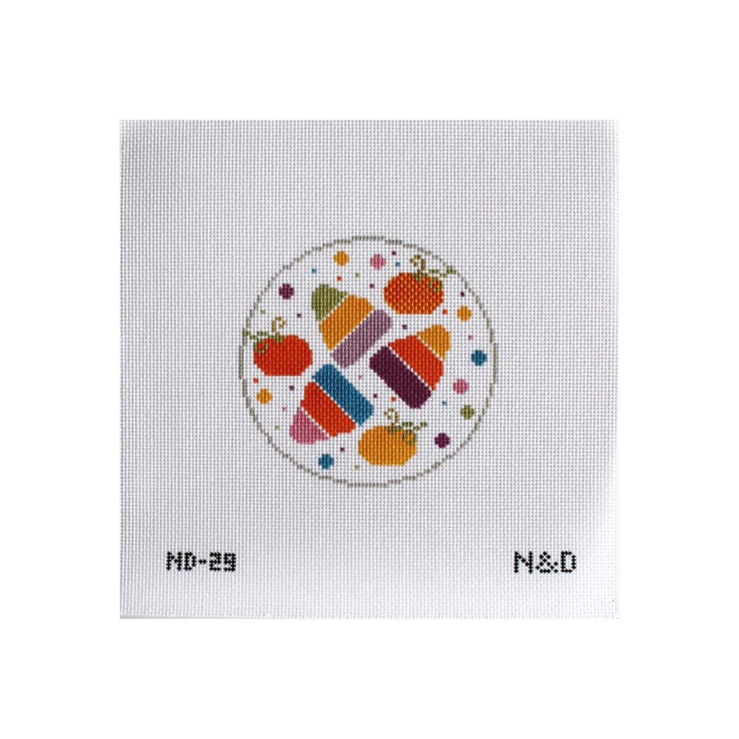 Colorful Candy Corn Round Needlepoint Canvas