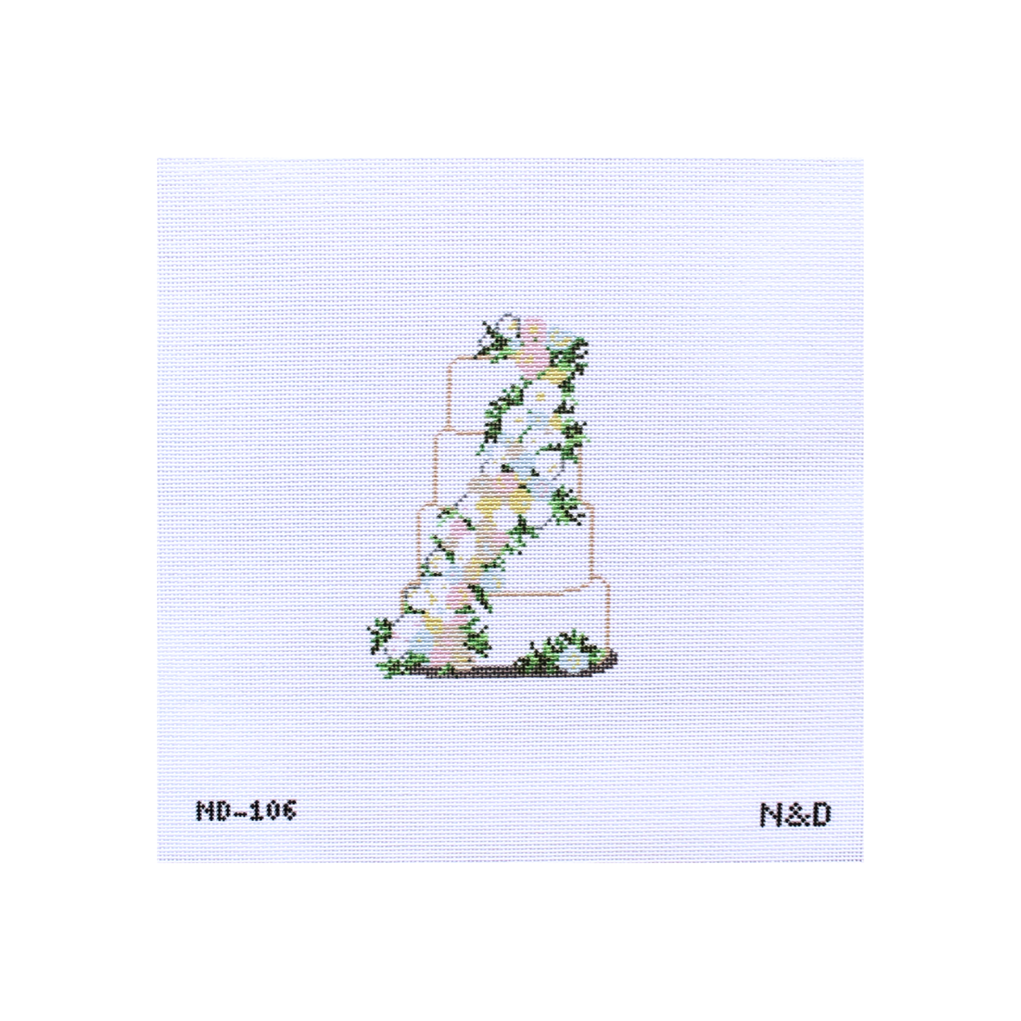 Cream and Pastel Flowers Wedding Cake Needlepoint Canvas