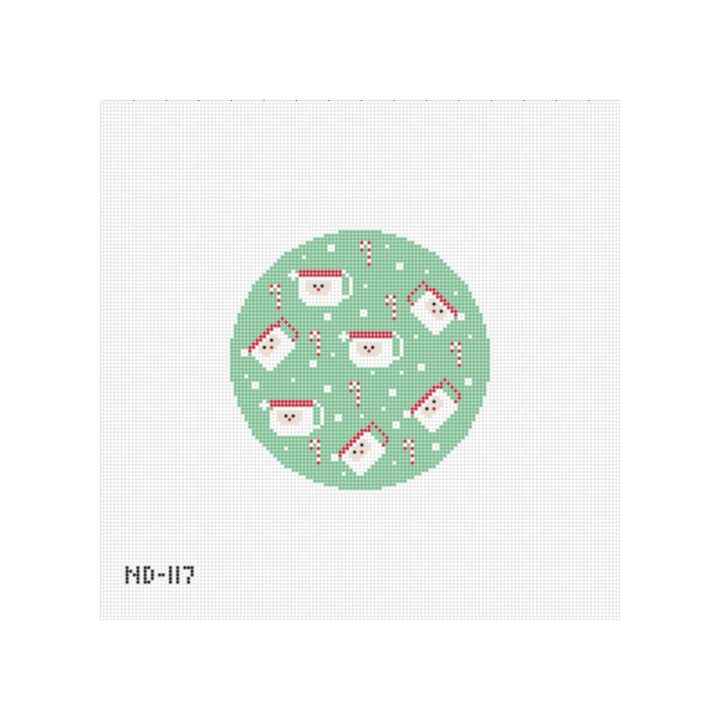 Green Santa Mugs Round Needlepoint Canvas - Wholesale
