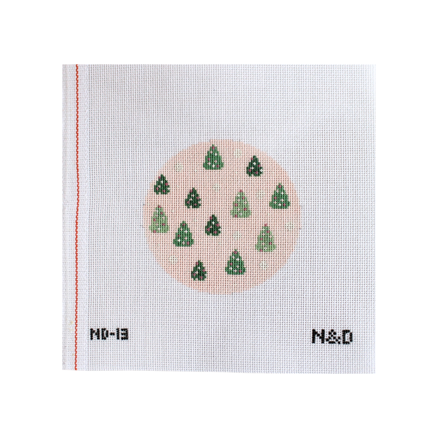 Pink Trees Round Ornament Needlepoint Canvas