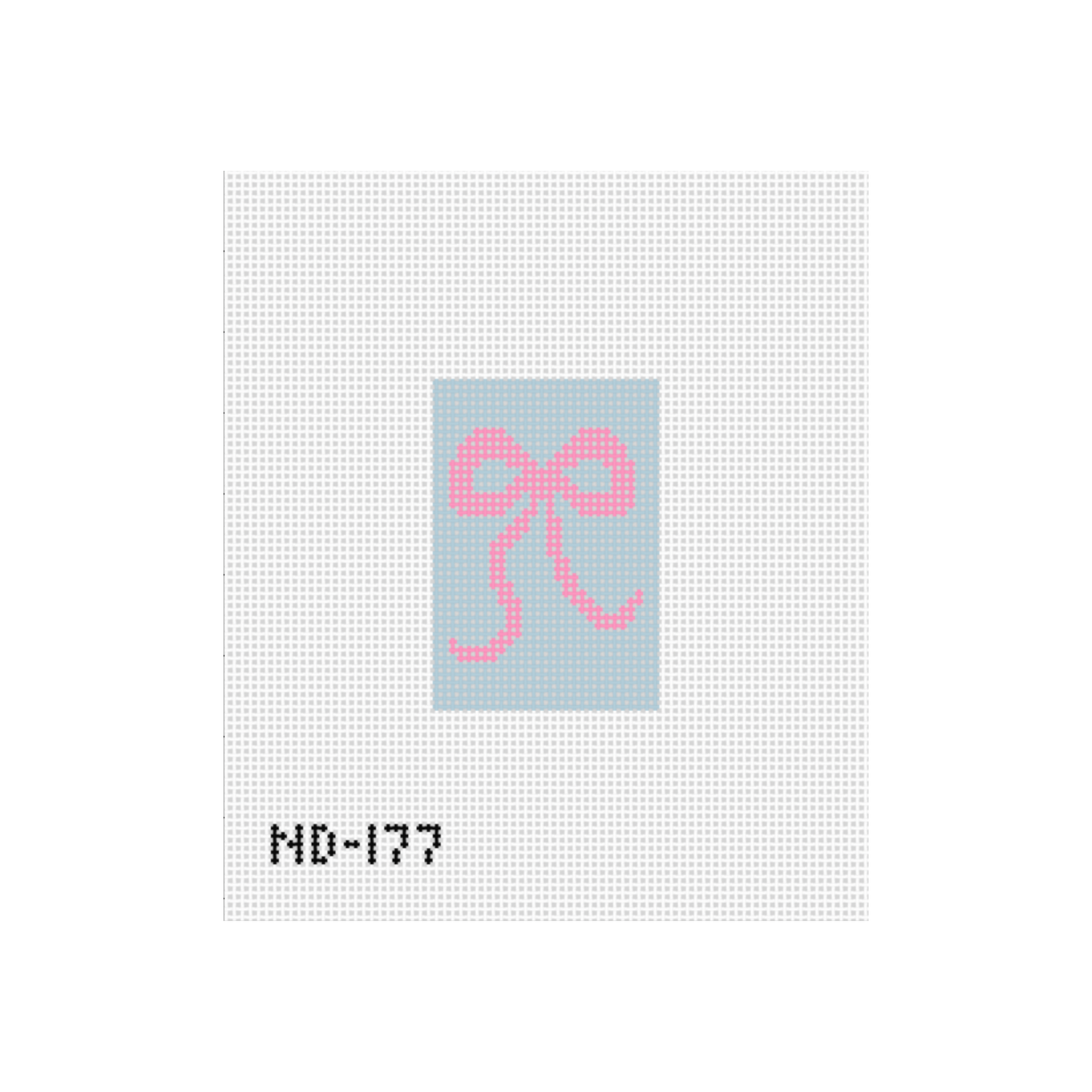 Blue and Pink Bow Luggage Tag Insert Needlepoint Canvas