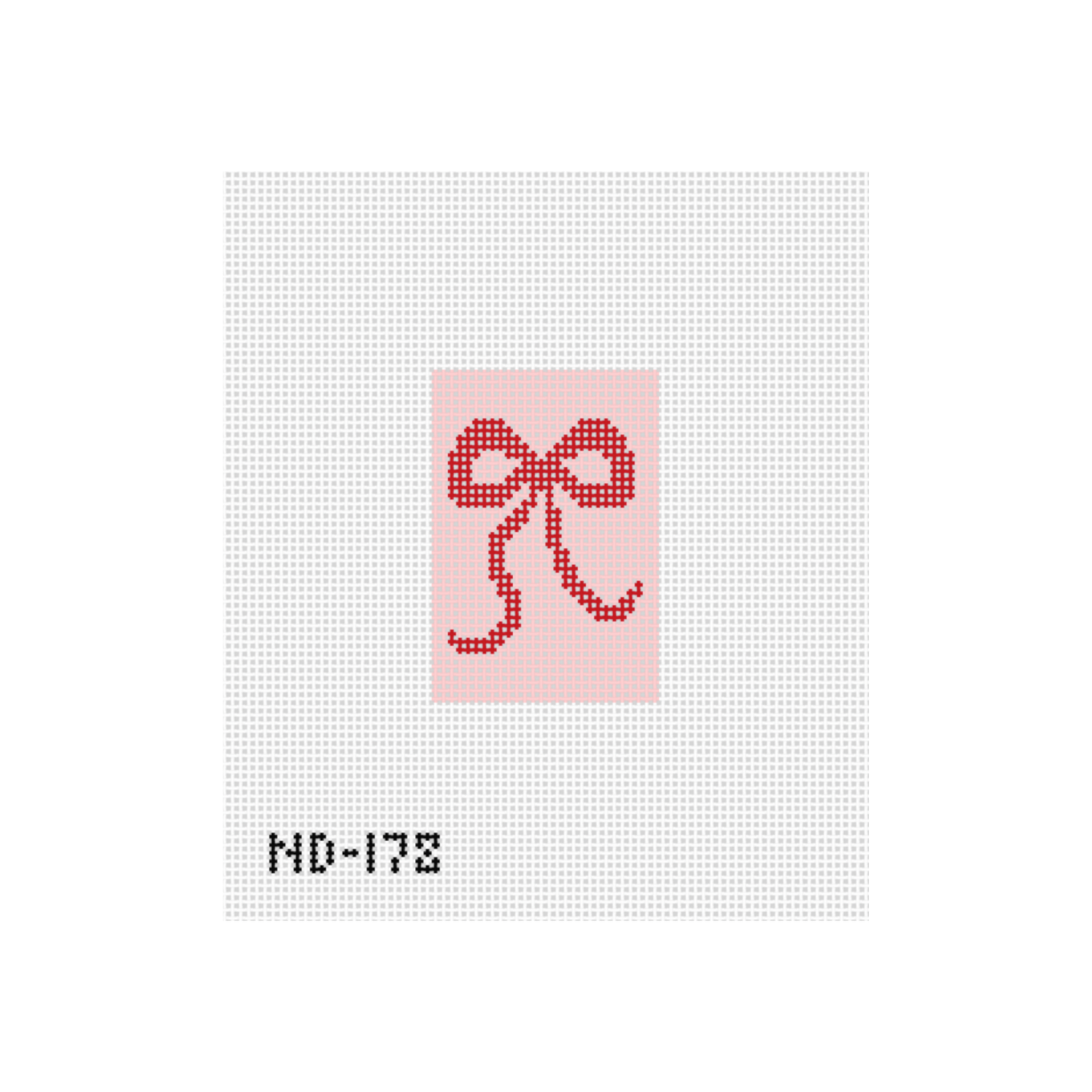 Pink and Red Bow Luggage Tag Insert Needlepoint Canvas