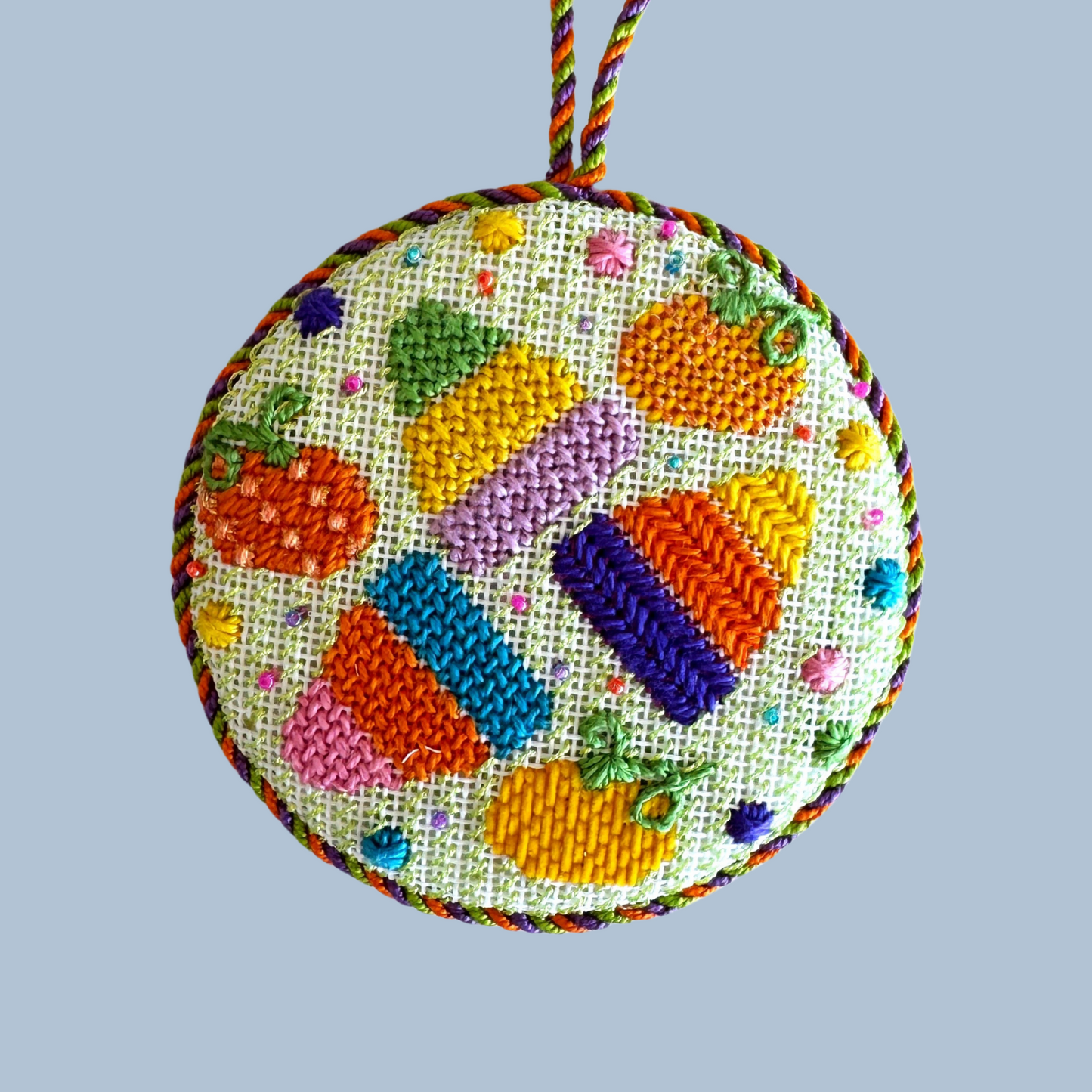 Colorful Candy Corn Round Needlepoint Canvas