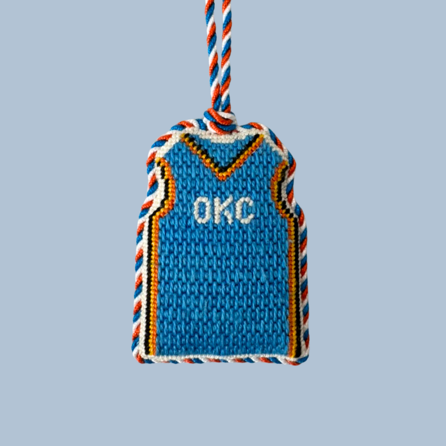 OKC Blue Basketball Jersey Needlepoint Canvas