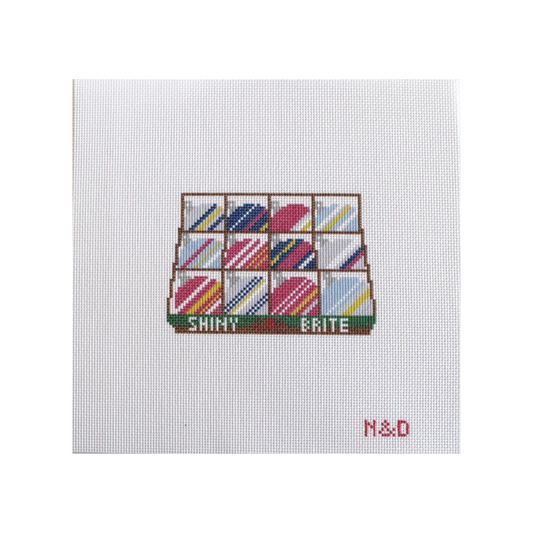 Shiny Brite Ornaments Box Needlepoint Canvas