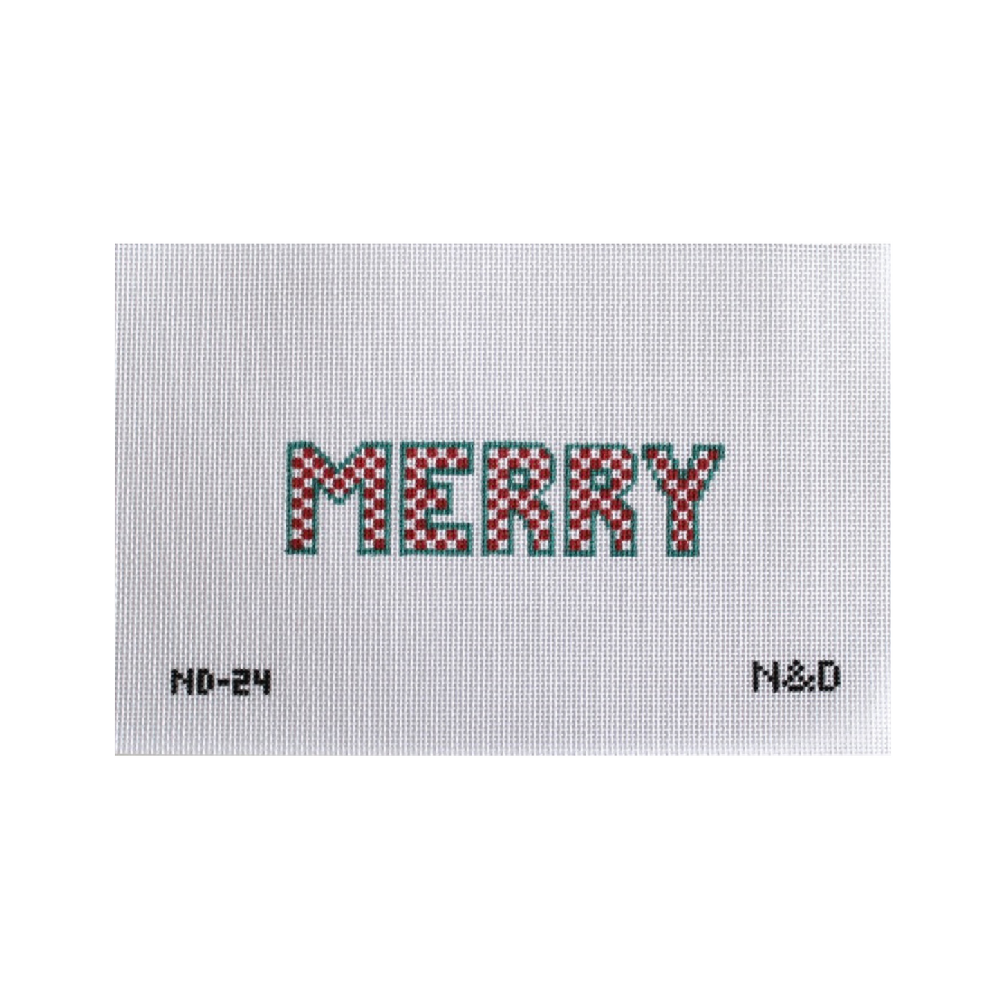 Merry Checkerboard Letters Needlepoint Canvas