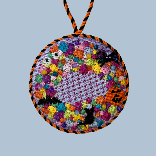 Colorful Spooky Wreath Ornament Needlepoint Canvas