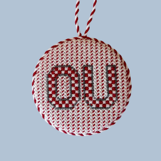 OU Checkerboard Letters Needlepoint Canvas