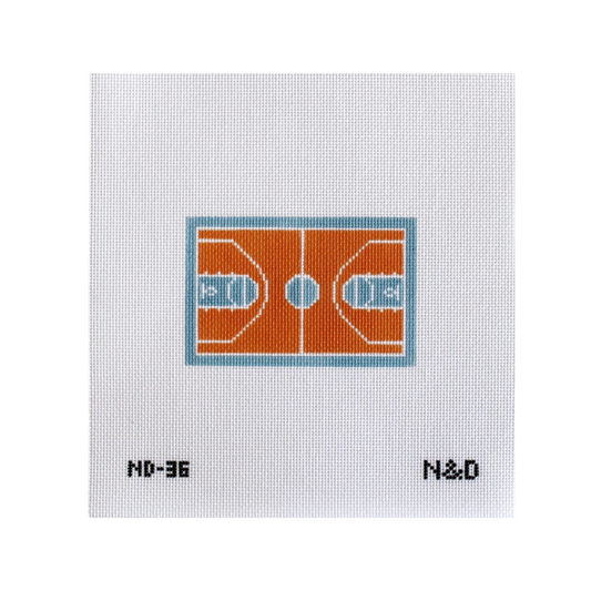 Basketball Court - Orange and Blue Needlepoint Canvas