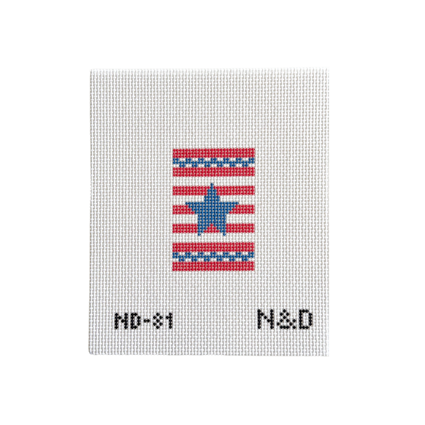 Red, White, and Blue Star Luggage Tag Insert Needlepoint Canvas