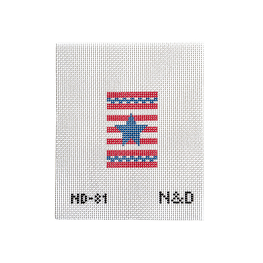Red, White, and Blue Star Luggage Tag Insert Needlepoint Canvas