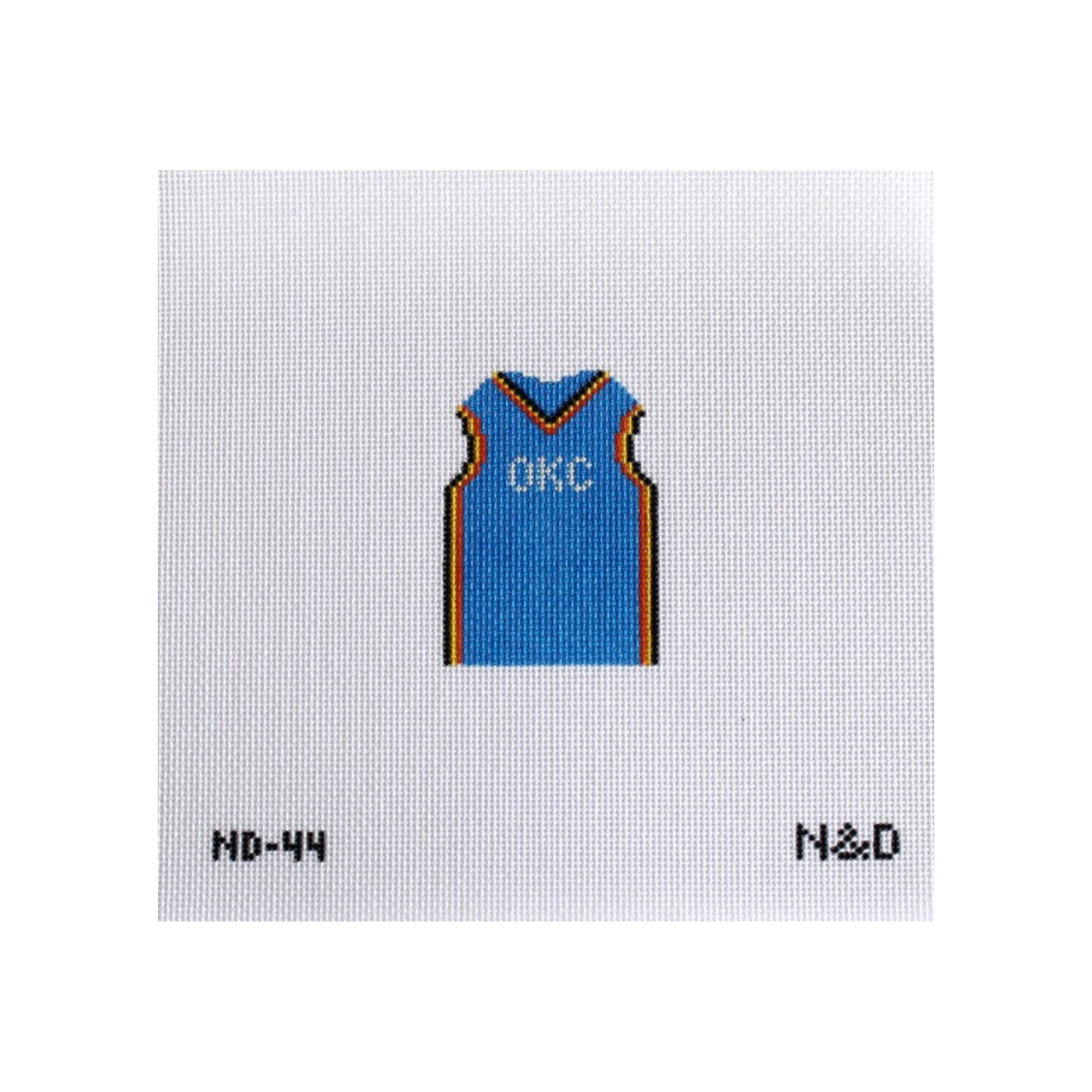 OKC Blue Basketball Jersey Needlepoint Canvas