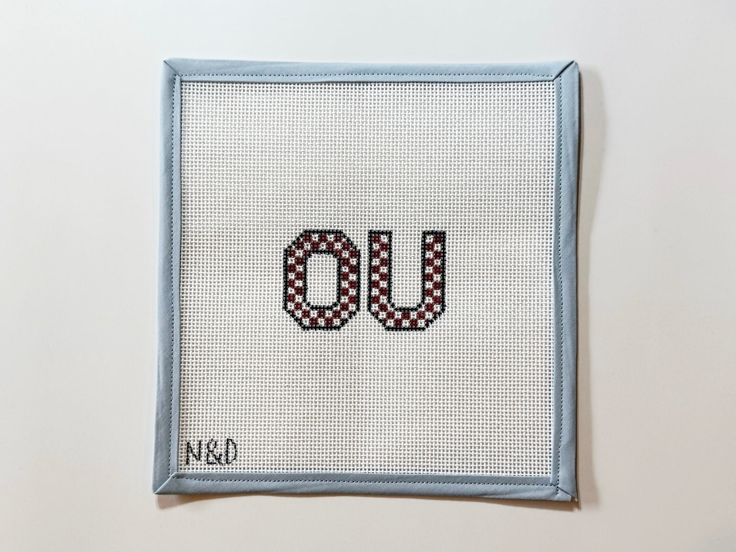 OU Checkerboard Letters Needlepoint Canvas