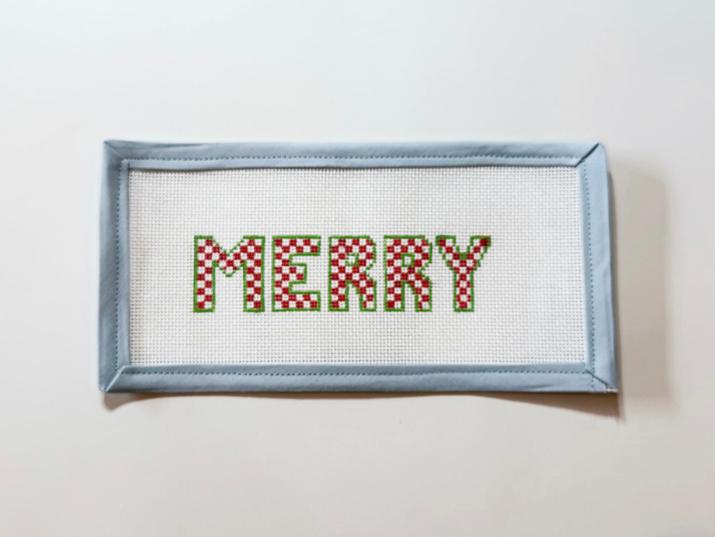 Merry Checkerboard Letters Needlepoint Canvas