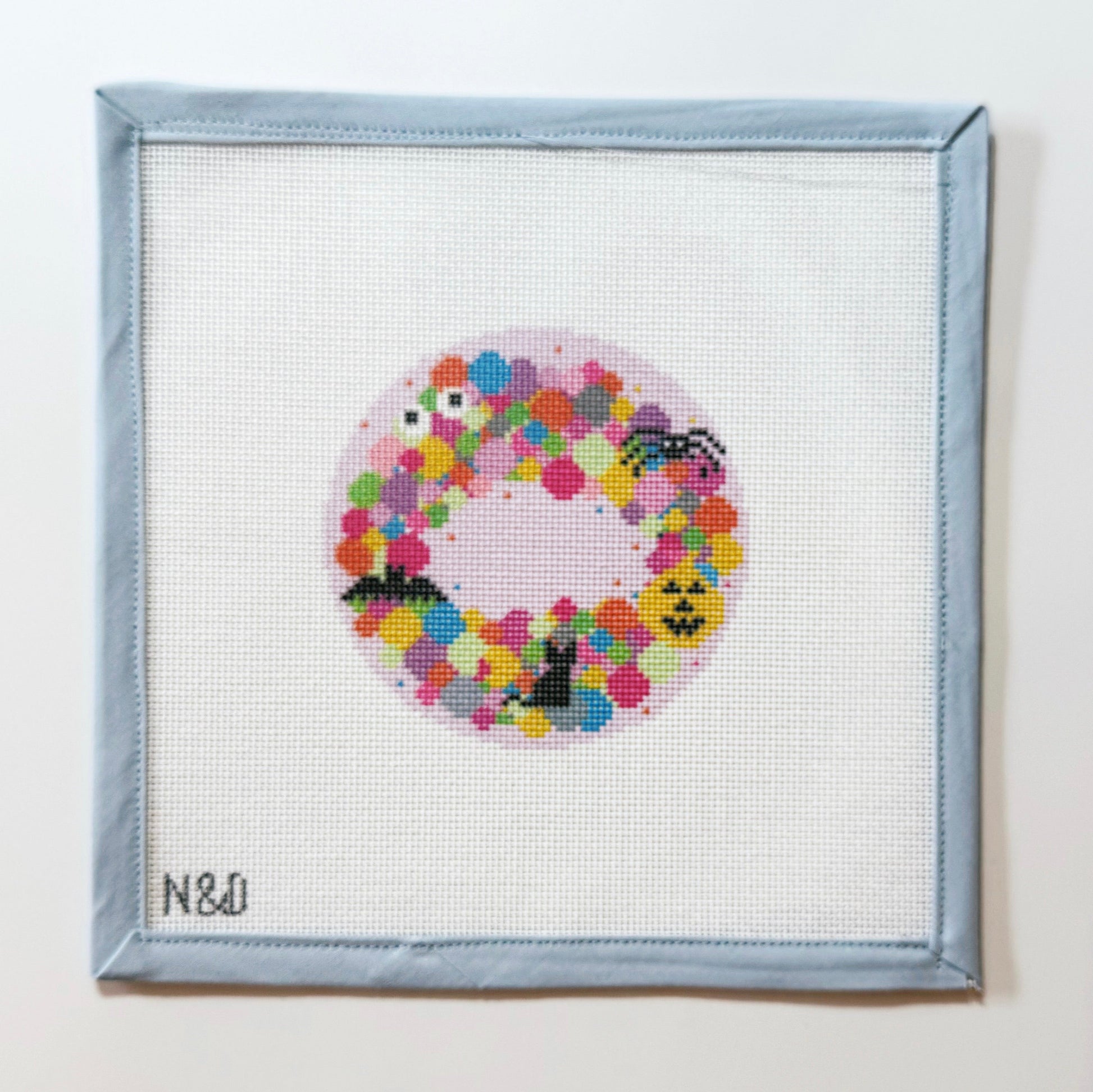 Colorful Spooky Wreath Ornament  Needlepoint Canvas