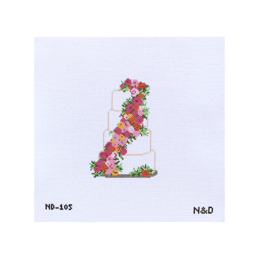 Orange and Pink Flowers Wedding Cake Needlepoint Canvas