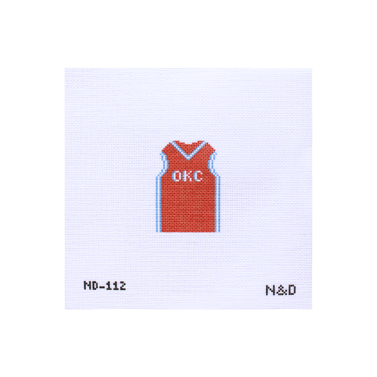 OKC Orange Basketball Jersey Needlepoint Canvas