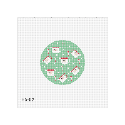 Green Santa Mugs Round Needlepoint Canvas - Wholesale