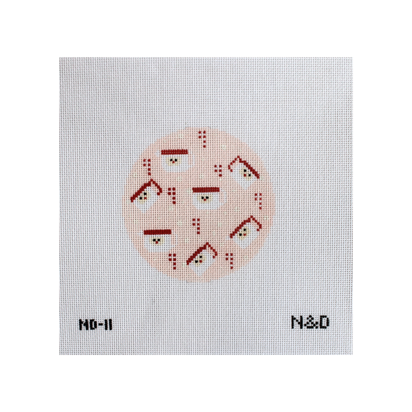 Pink Santa Mug Round Ornament Needlepoint Canvas