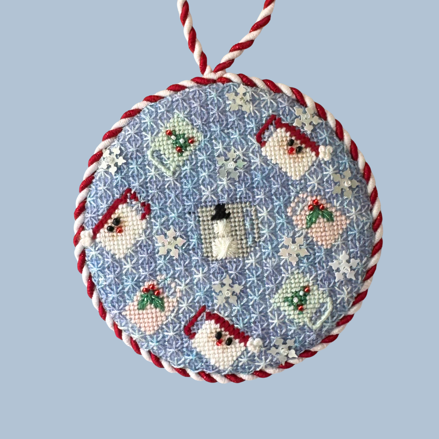 Colorful Christmas Mugs Round Ornament Needlepoint Canvas
