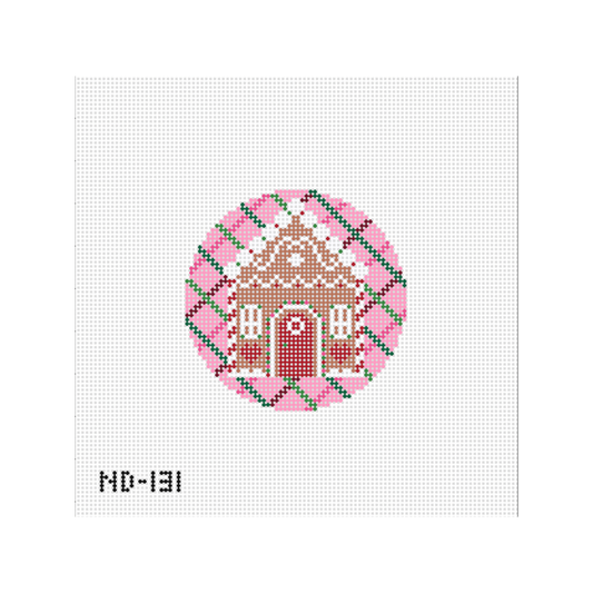 Gingerbread House Round Needlepoint Canvas - Wholesale