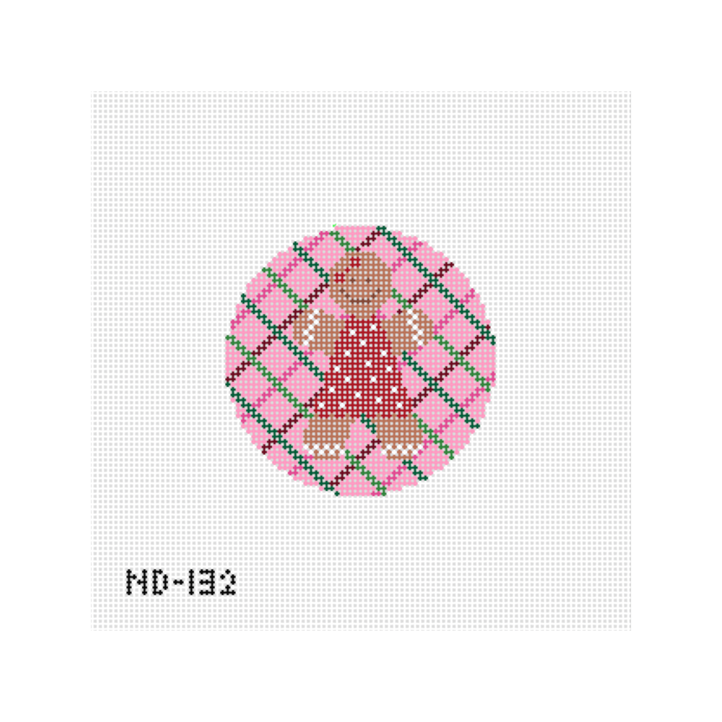 Gingerbread Girl Round Needlepoint Canvas