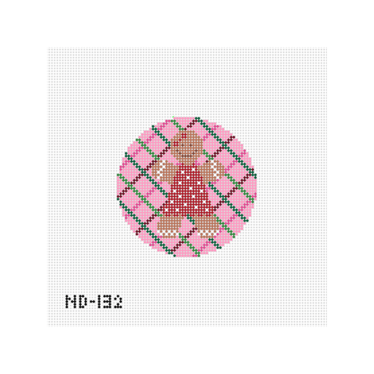 Gingerbread Girl Round Needlepoint Canvas - Wholesale