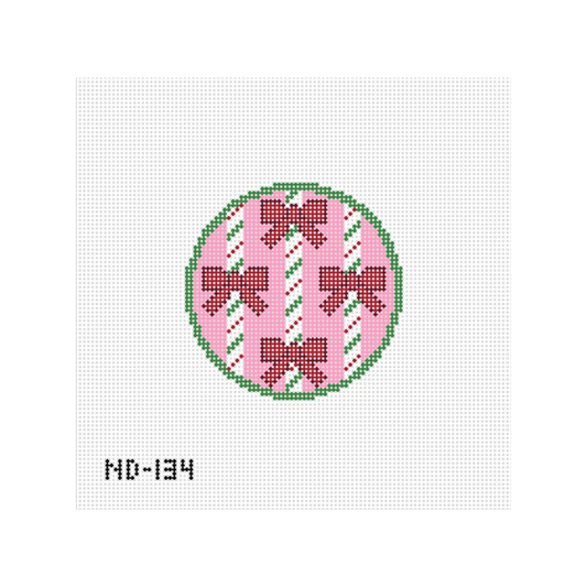 Christmas Bows Round Needlepoint Canvas - Wholesale