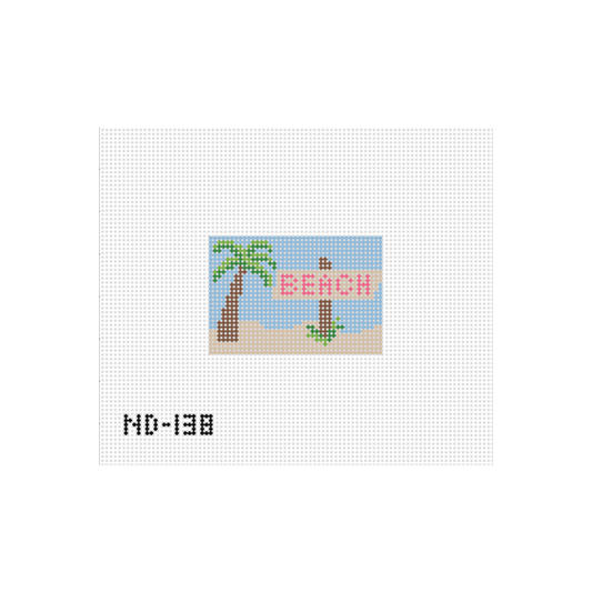 Beach Scene Luggage Tag Insert Needlepoint Canvas - Wholesale
