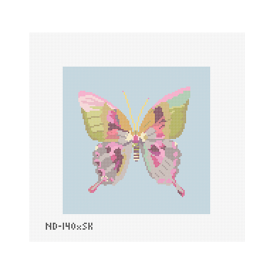 Gold & Green Butterfly 8 Inch Needlepoint Canvas