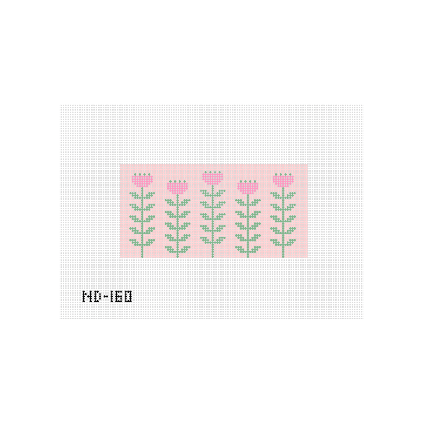 Pink & Green Block Print Flower A - Clutch Insert Needlepoint Canvas