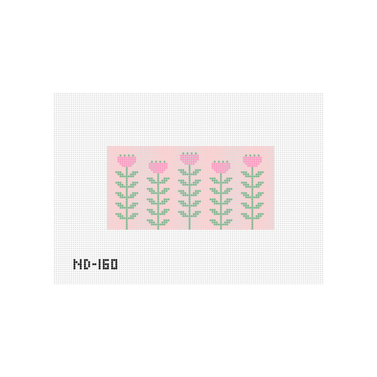 Pink & Green Block Print Flower A - Clutch Insert Needlepoint Canvas
