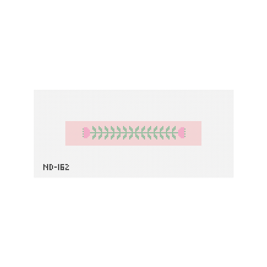Pink & Green Block Print Flower A - Key Fob Needlepoint Canvas
