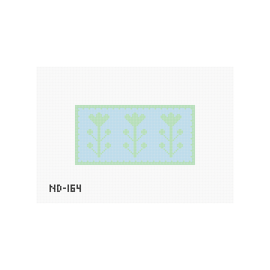 Blue & Green Block Print Flower B - Clutch Insert Needlepoint Canvas