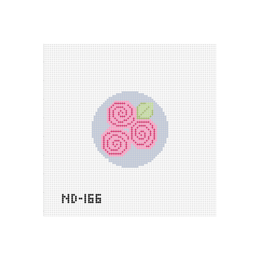 Three Pink Flowers Round Needlepoint Canvas - Wholesale