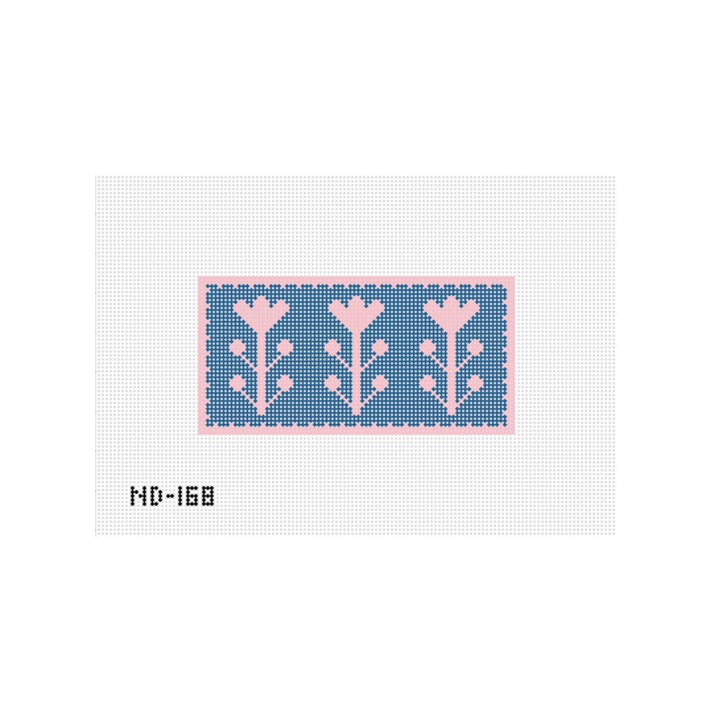 Navy & Pink Block Print Flower B - Clutch Insert Needlepoint Canvas - Wholesale