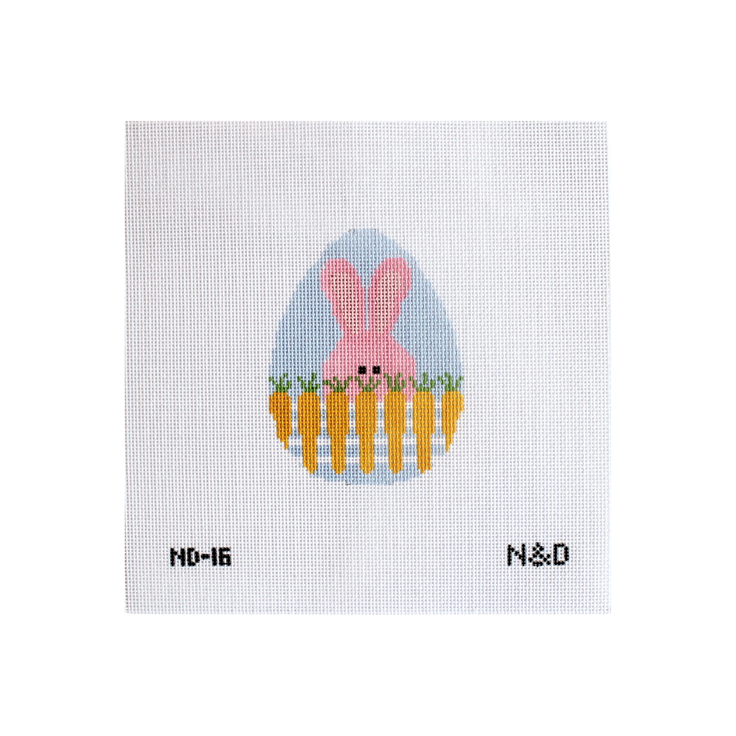 Bunny With Carrot Fence Egg Needlepoint Canvas