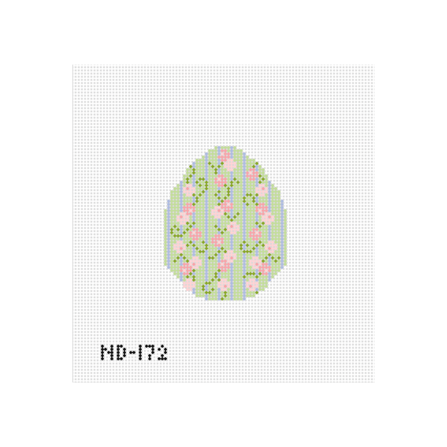 Pink and Green Floral Egg Needlepoint Canvas