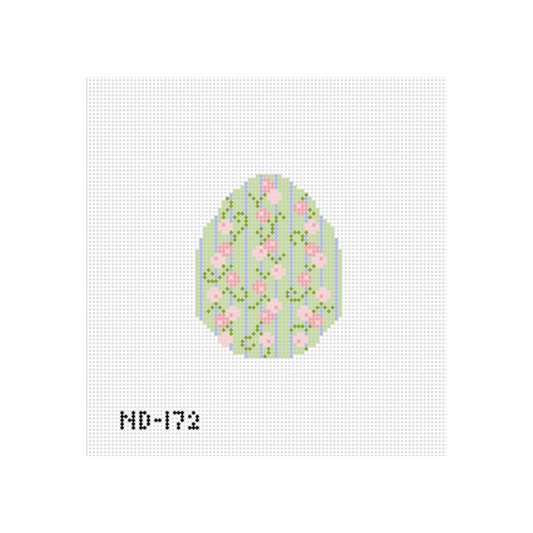 Pink and Green Floral Egg Needlepoint Canvas - Wholesale
