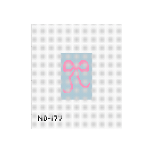 Blue and Pink Bow Luggage Tag Insert Needlepoint Canvas - Wholesale
