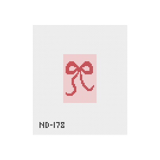 Pink and Red Bow Luggage Tag Insert Needlepoint Canvas  - Wholesale