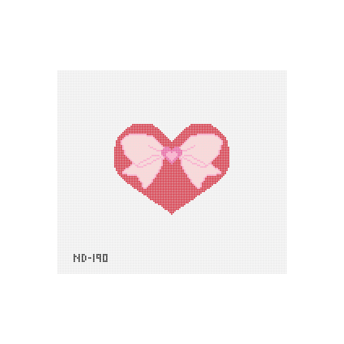 Red Heart with Pink Bow Needlepoint Canvas