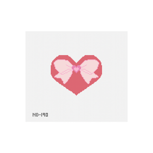 Red Heart with Pink Bow Needlepoint Canvas