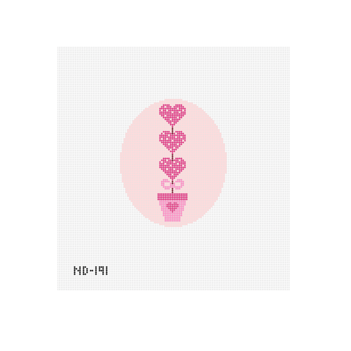 Heart Topiary - Oval Needlepoint Canvas - Wholesale