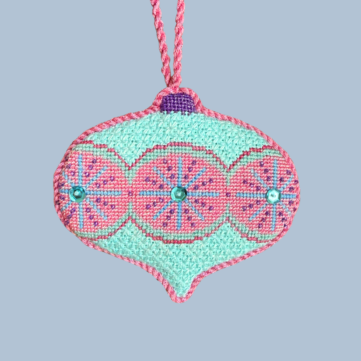 Mid Century Mod Ornament - Starburst Circles Needlepoint Canvas