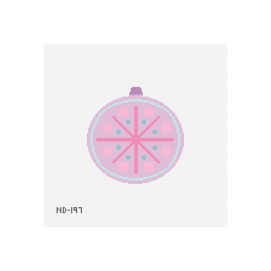 Mid Century Mod Ornament - Round Purple and Pink Needlepoint Canvas