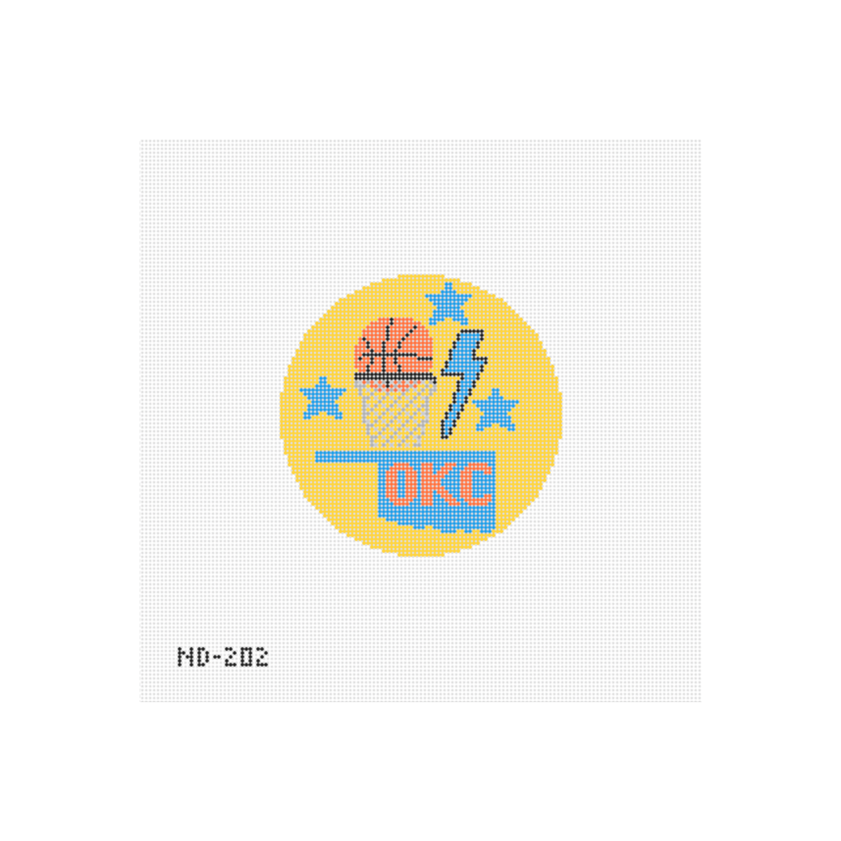 OKC Basketball Icons Needlepoint Canvas