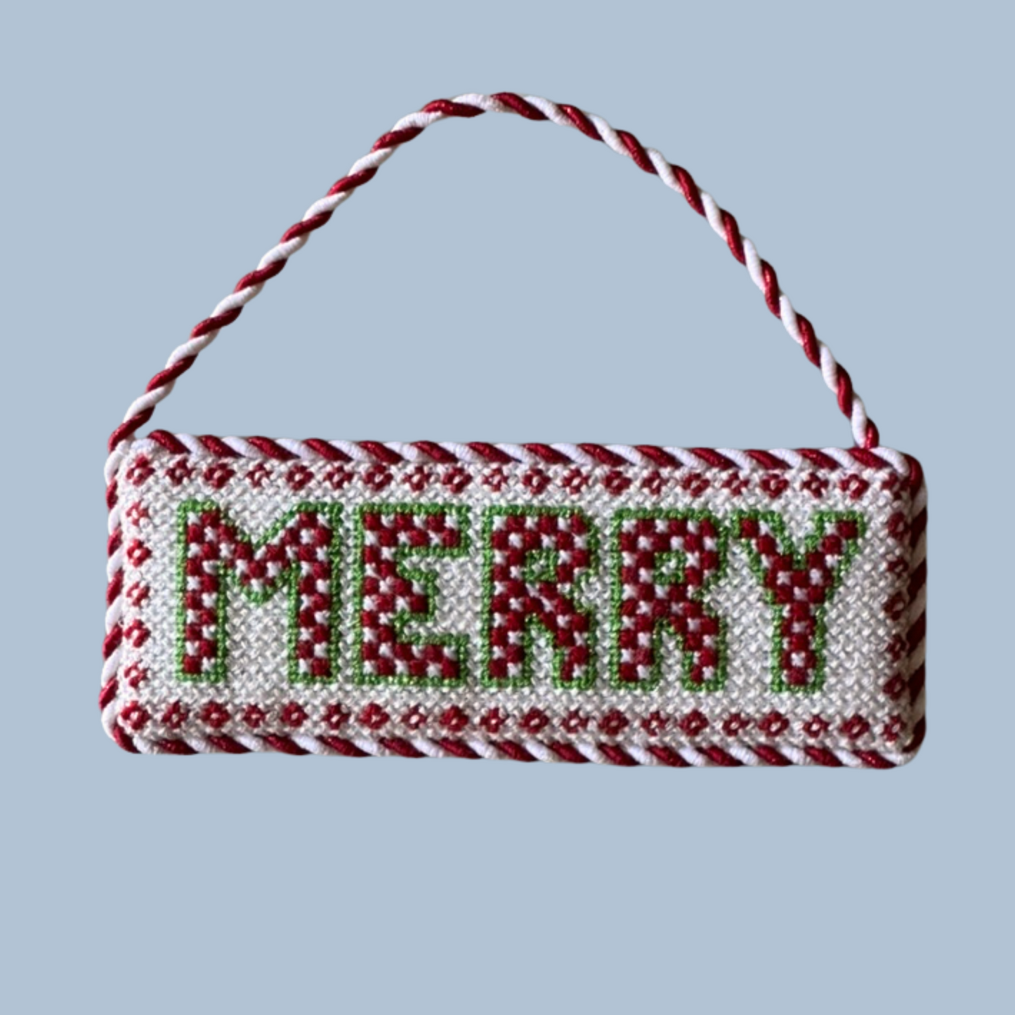 Merry Checkerboard Letters Needlepoint Canvas