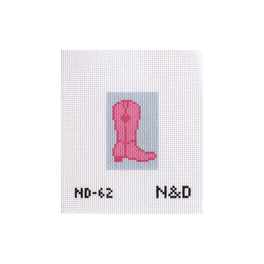 Pink Cowboy Boot Luggage Tag Insert Needlepoint Canvas